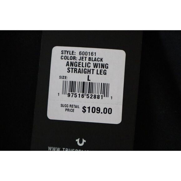 True Religion WMN Sz L Black Metallic Wing Horseshoe Straight Leg Sweatpants - Picture 4 of 14